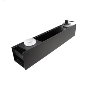 Полка AVS King, 45 см, черный матовый, с дозатором и стаканом